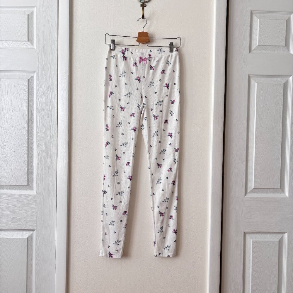 For Love & Lemons White Floral Pointelle Pajama Pants - Picture 3 of 7